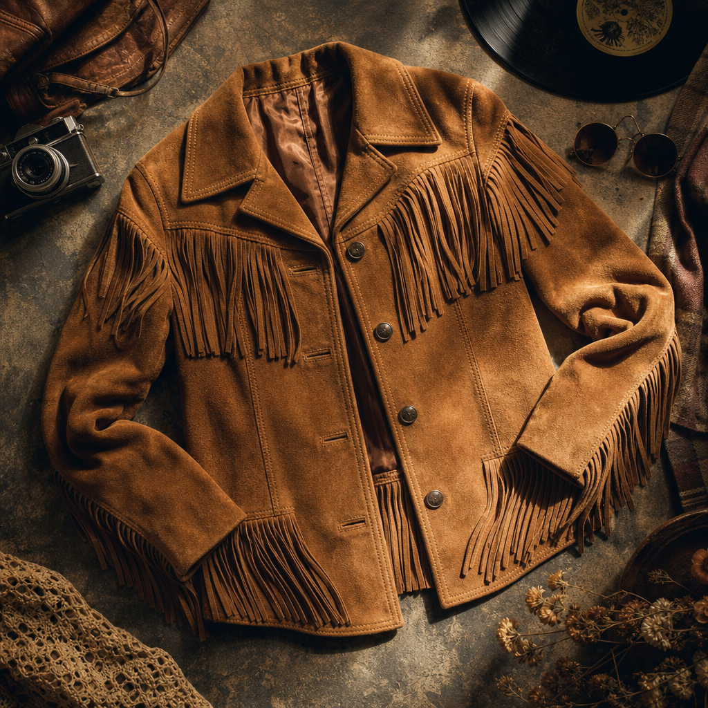 Sunset Suede Fringe Jacket vintage clothing piece