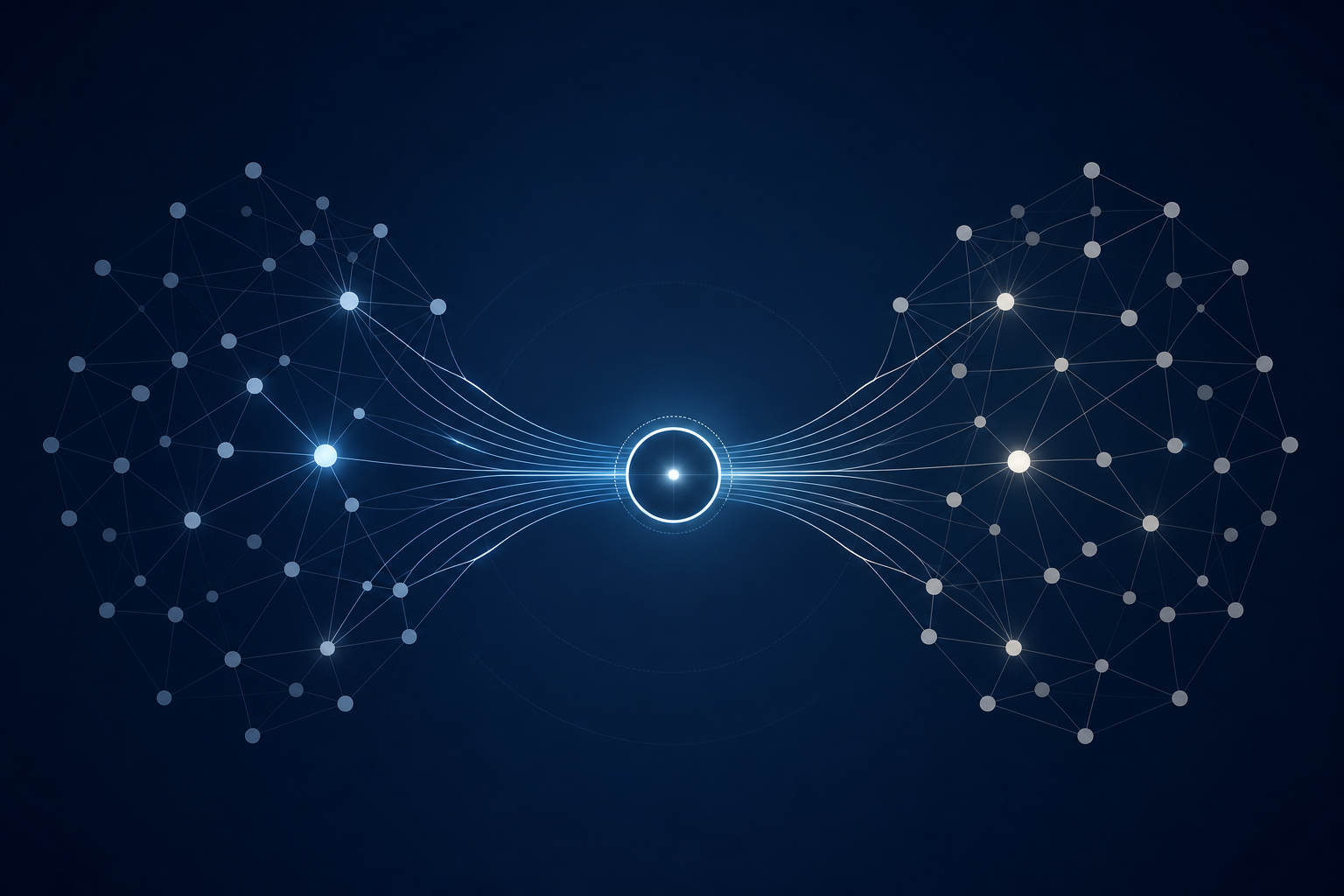 Executive network diagram linking institutional buyers and growth-stage sellers through a central matching hub