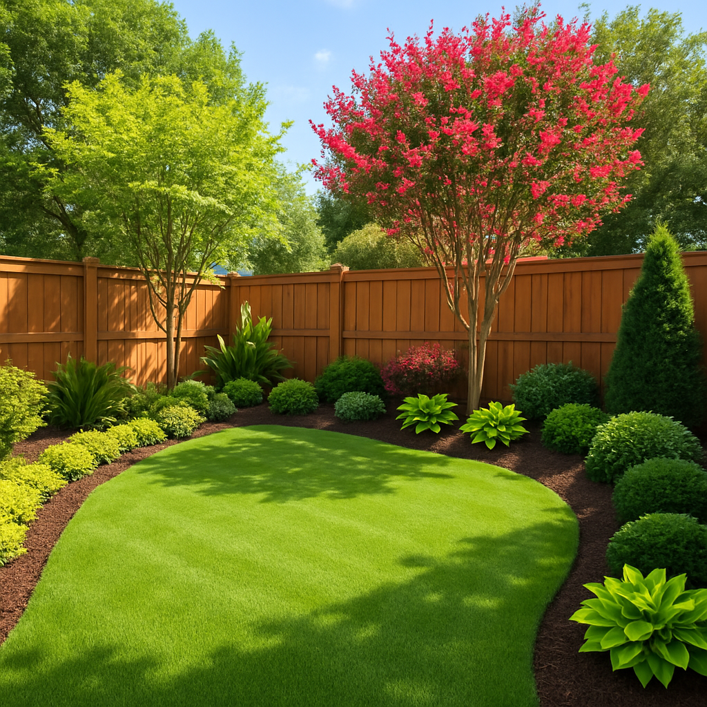 Backyard after cleanup, clean, tidy, and professionally landscaped