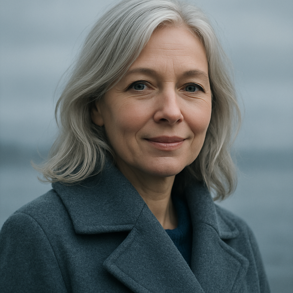 Portrait of Sofia, a traveler in fjord mist