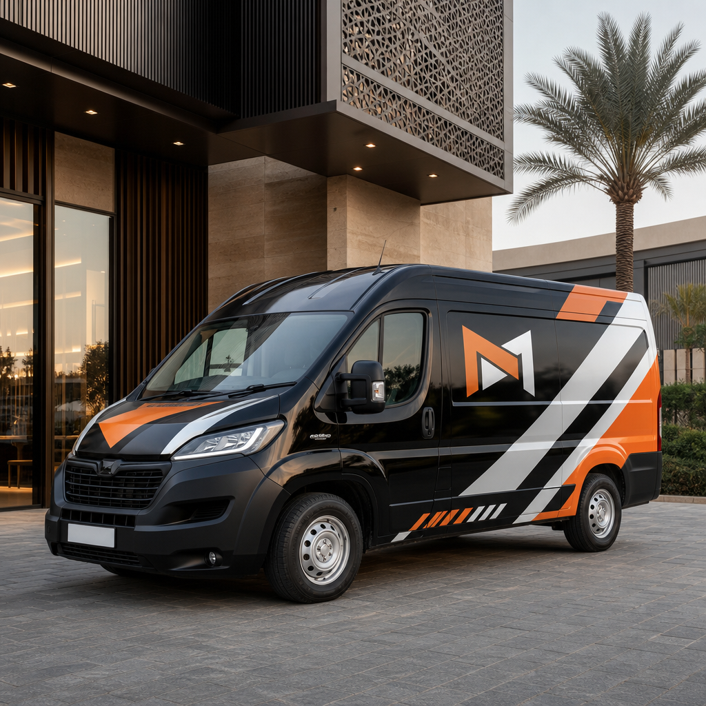 High-resolution branded corporate vehicle wrap produced with premium digital printing
