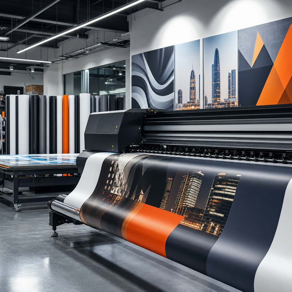 High-resolution digital printing production with large format branded graphics and roll media