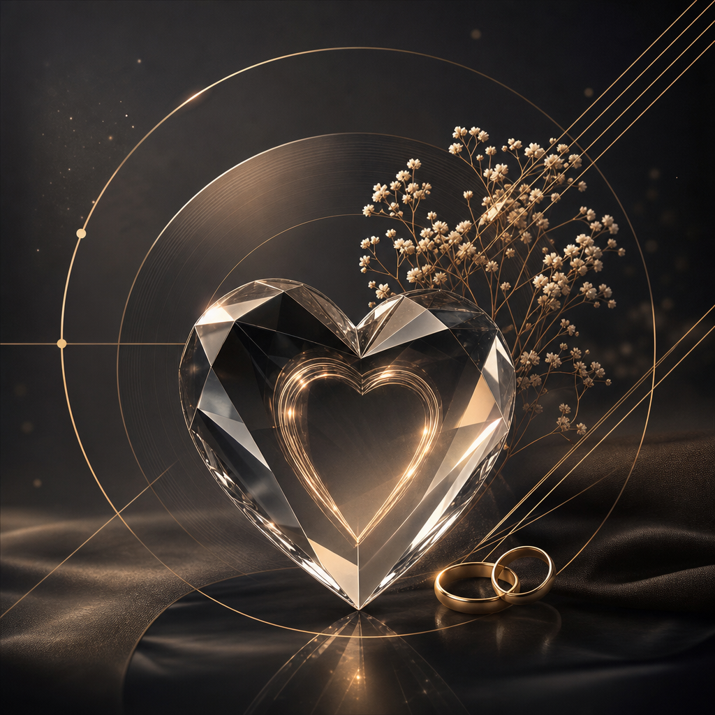 Arte de portada elegante con dorado tenue y textura de cristal para canción de aniversario