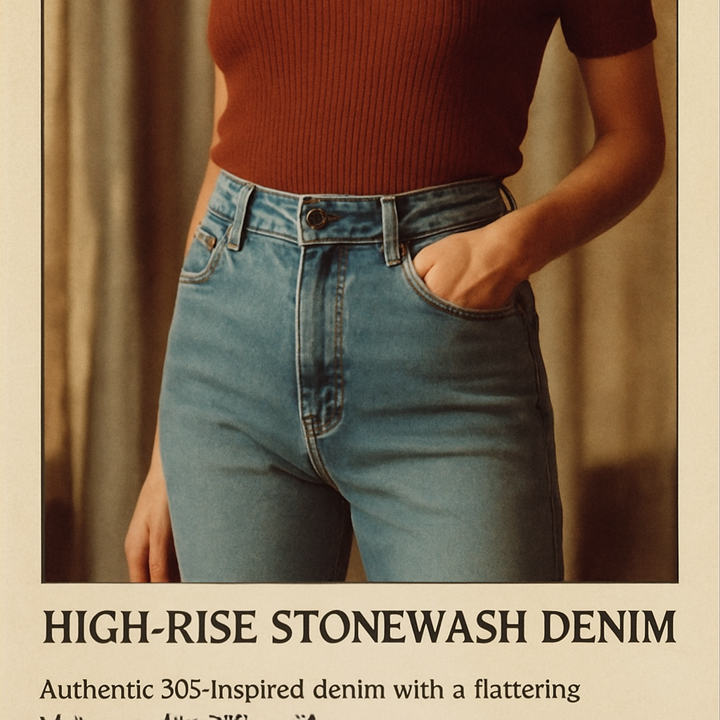 High-Rise Stonewash Denim