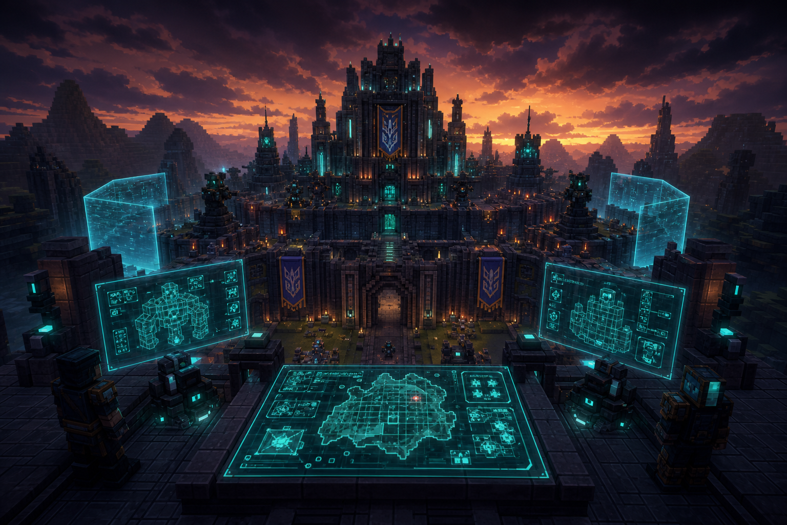 Citadel Command mod screenshot featuring a fortified base with holographic command UI