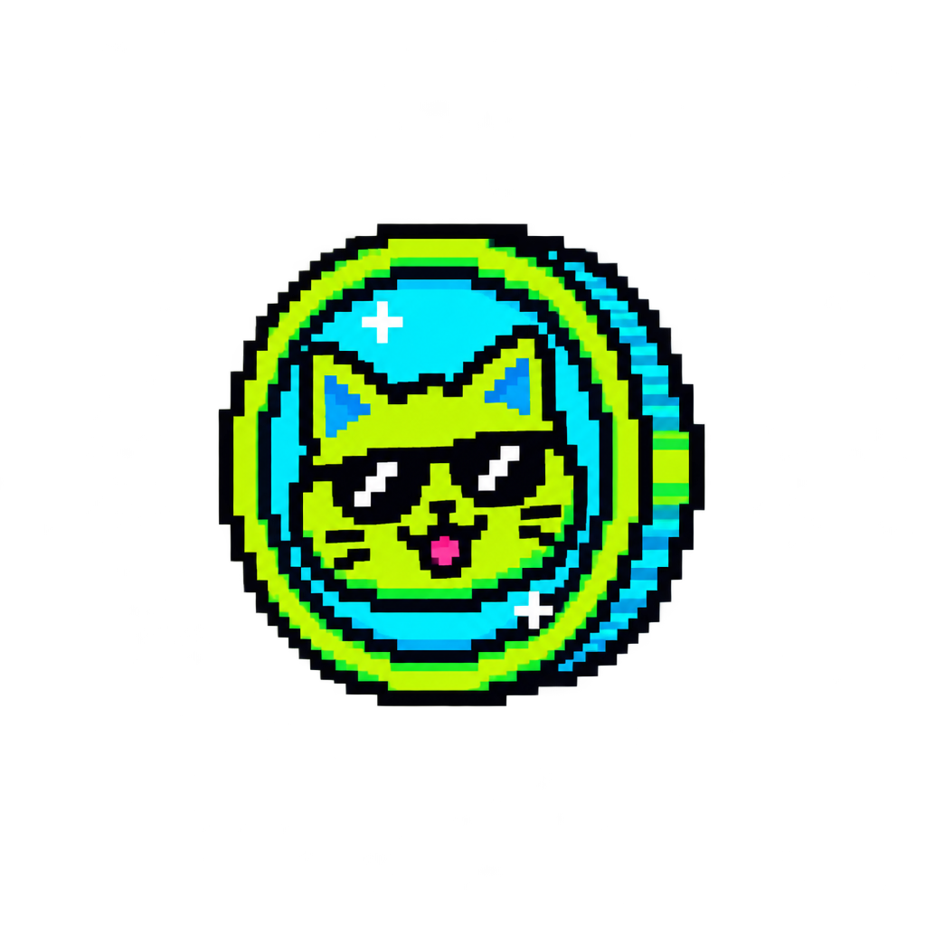 Small pixel-style neon coin icon for Pump.fun call to action