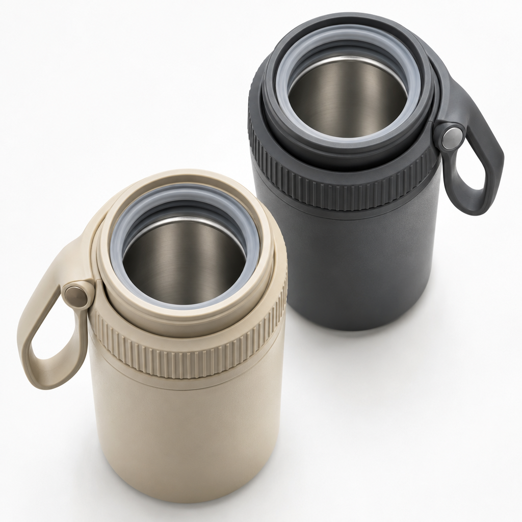 Top view of two compact coolers showing gasket fit and grip ring detail