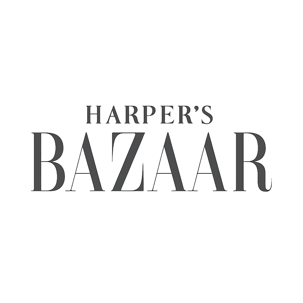 Harper's Bazaar-style fashion publication logo in charcoal monochrome