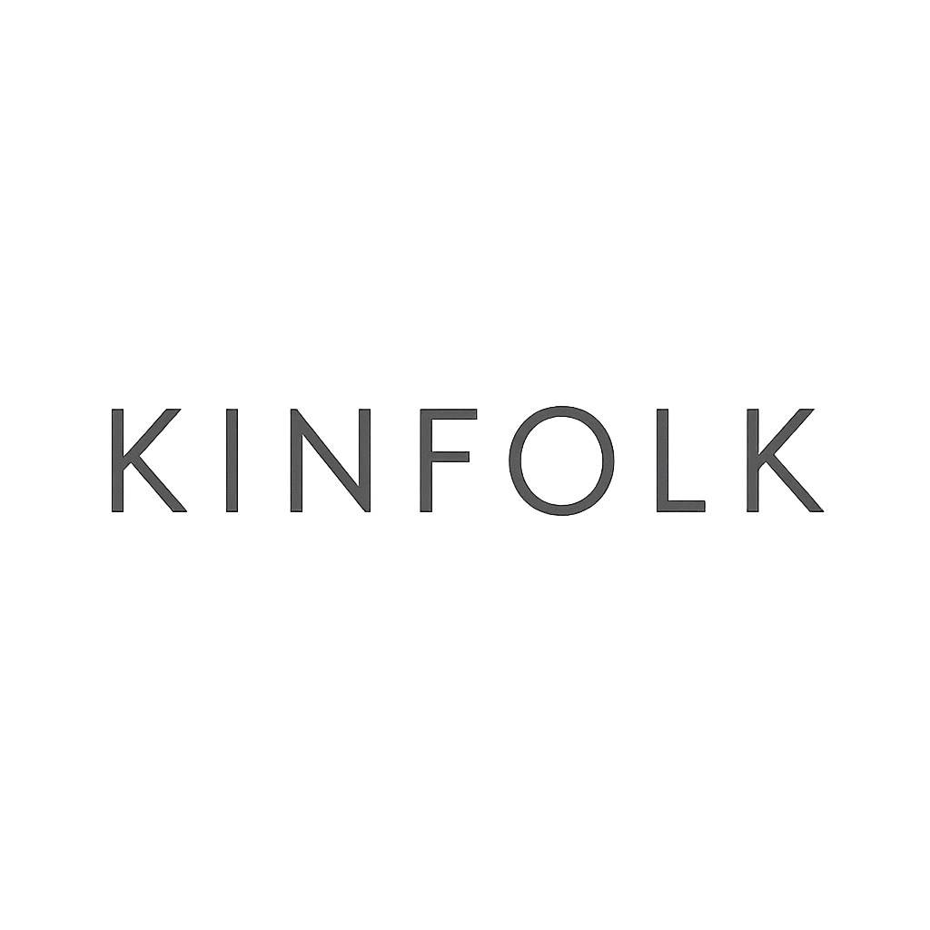 Kinfolk minimalist editorial magazine logo in charcoal monochrome