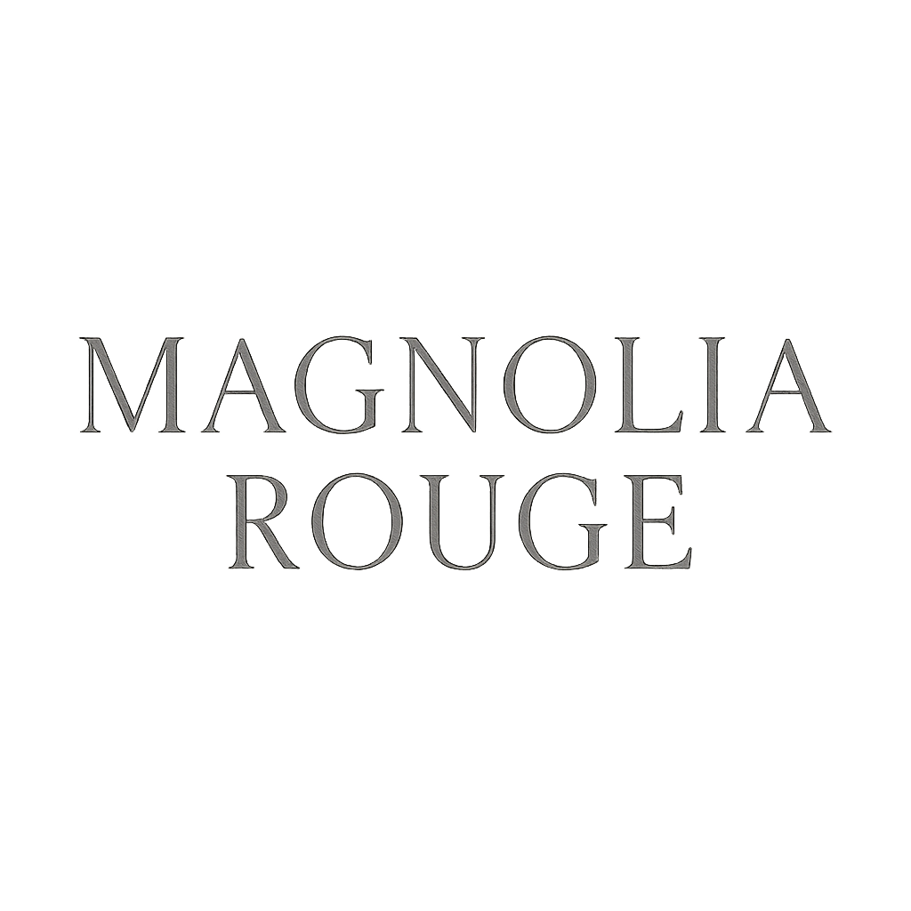 Magnolia Rouge fine art wedding blog logo in charcoal monochrome