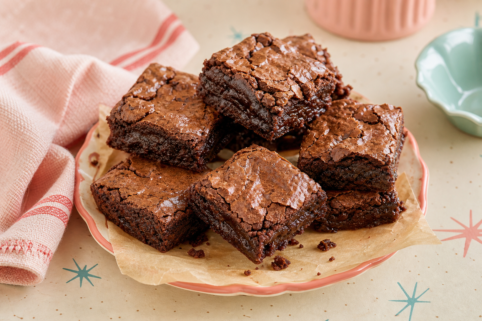 Ooey gooey brownies with glossy tops and fudgy centers