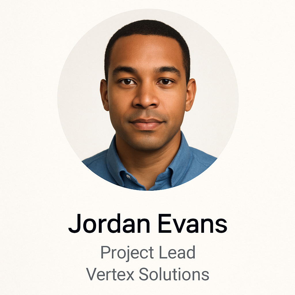 Photo of Jordan Evans, Project Lead at Vertex Solutions