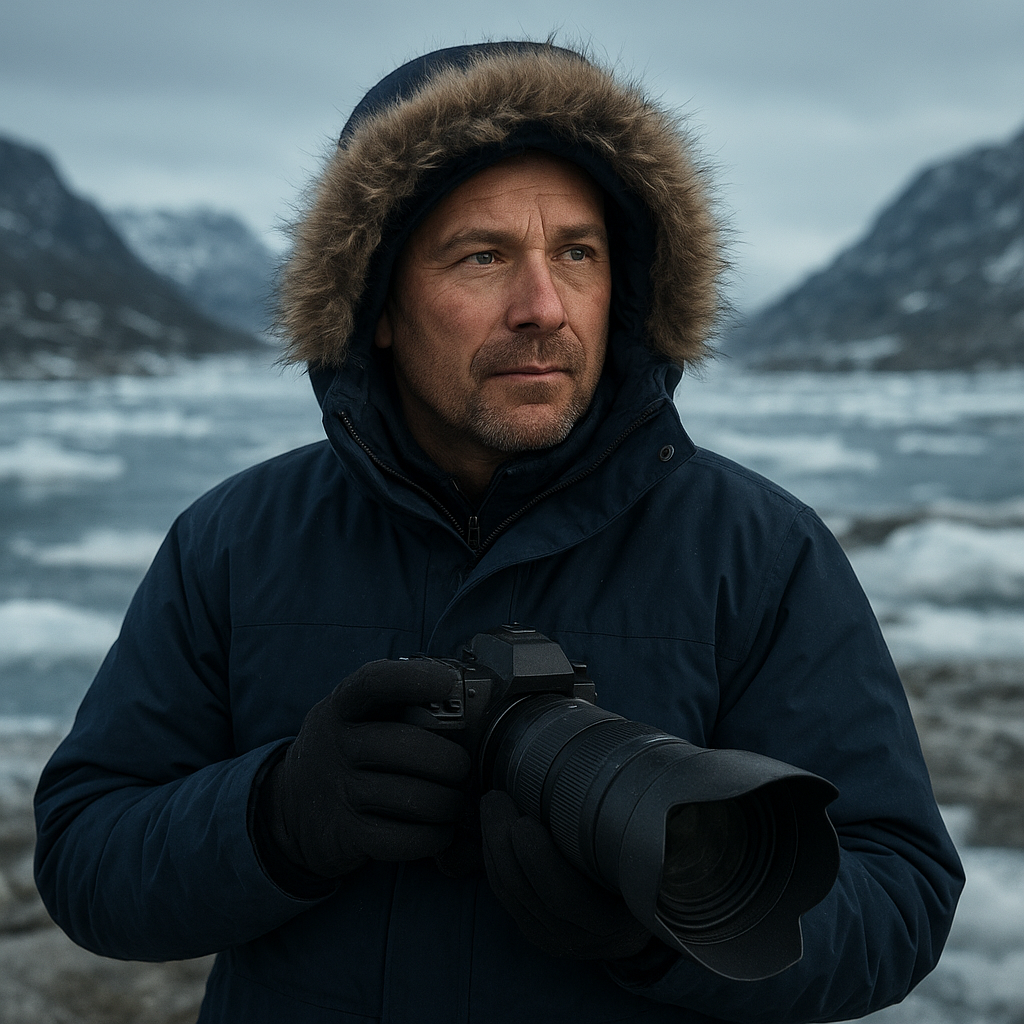 Portrait of Elise Martens, a wildlife photographer wearing a navy parka