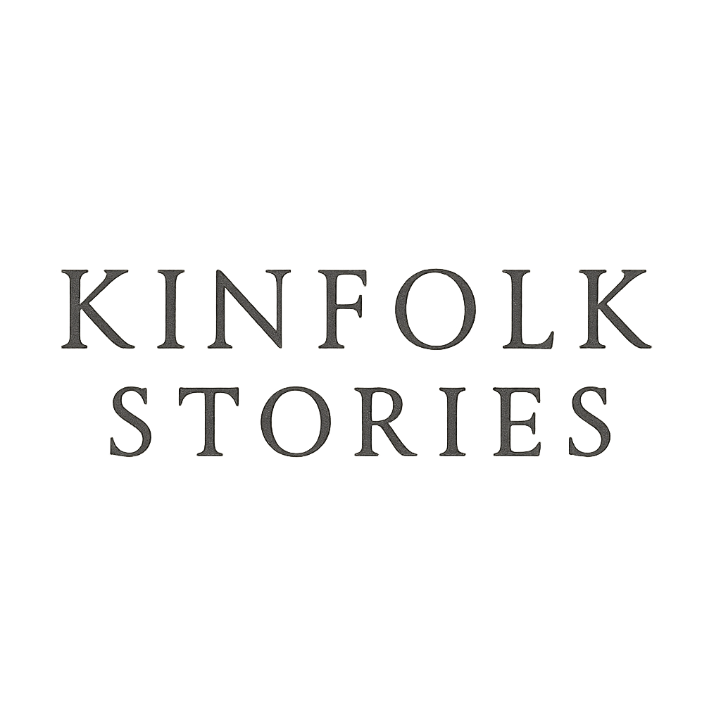 Kinfolk Stories publication wordmark logo in clean artisanal style