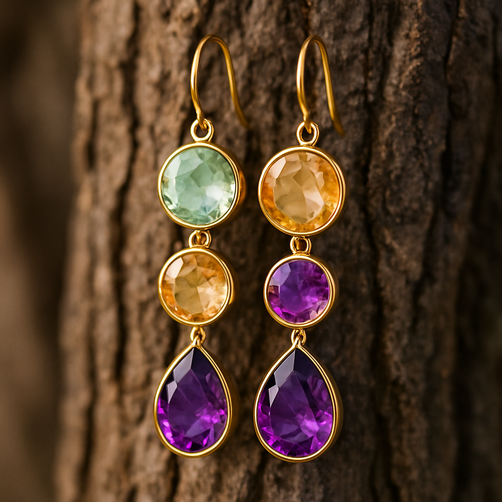 Stacked Gem Earrings