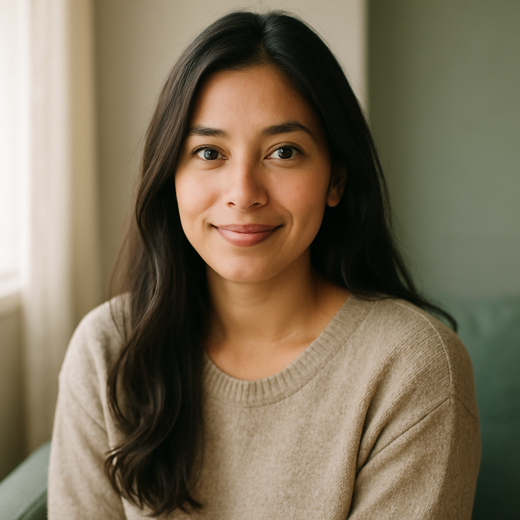 Portrait of a woman with a gentle smile