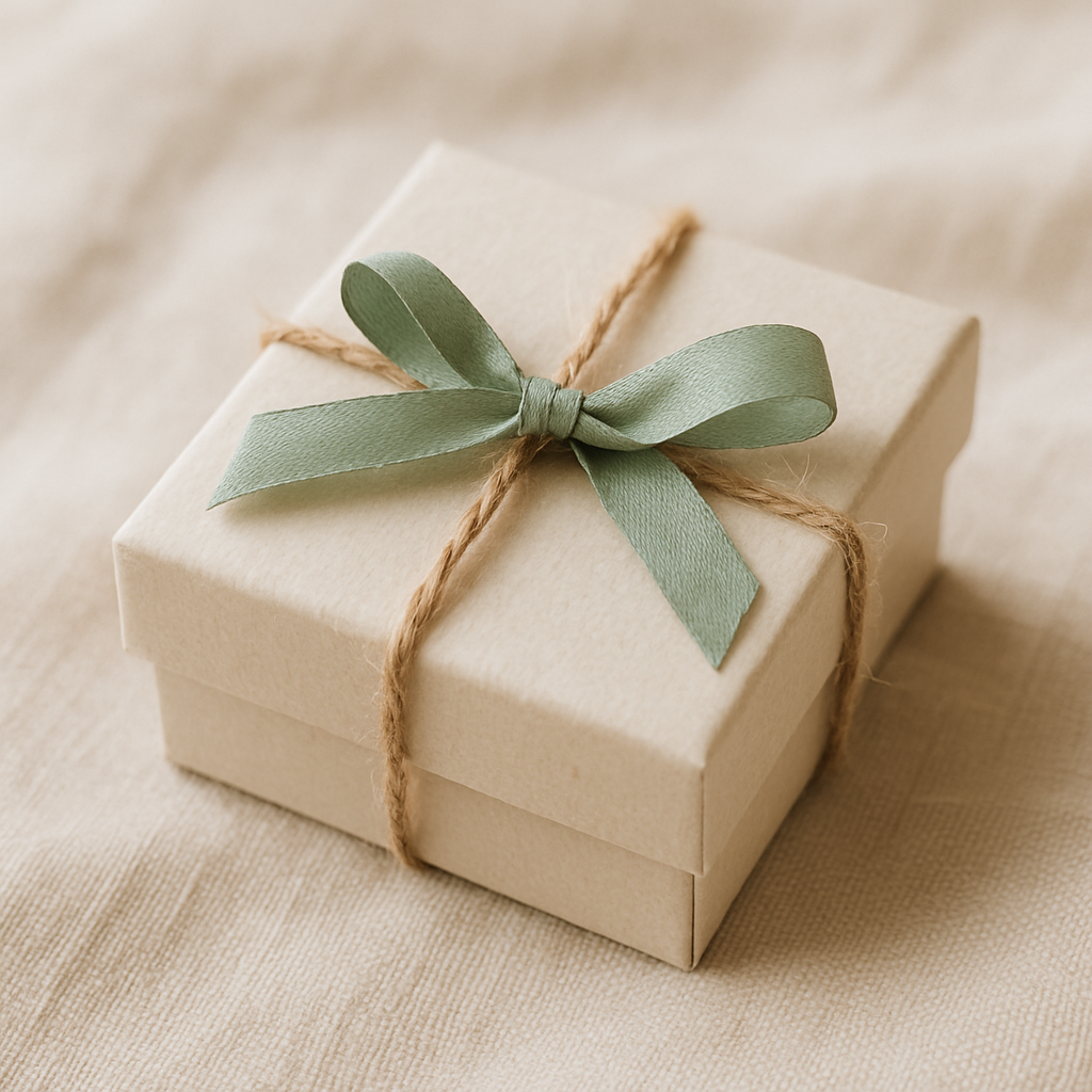 Gift wrapped jewelry box with twine