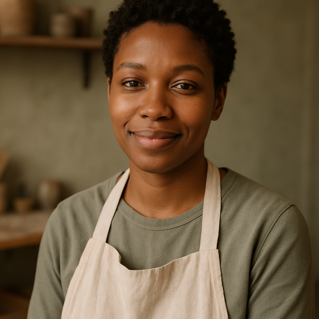 Portrait of a person with curly hair