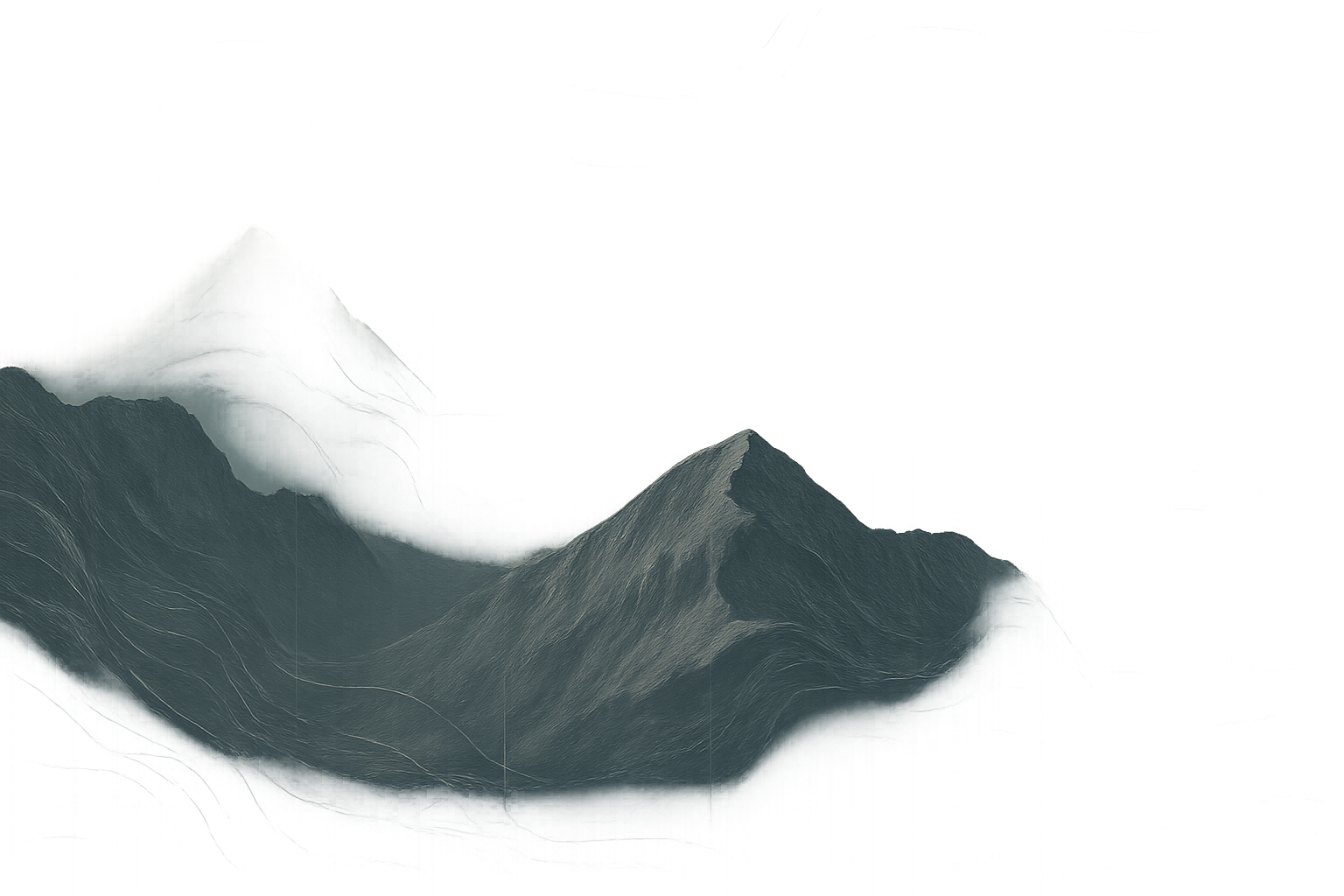 Abstract topographic ridgelines with overlaid climate data contours in muted scientific tones