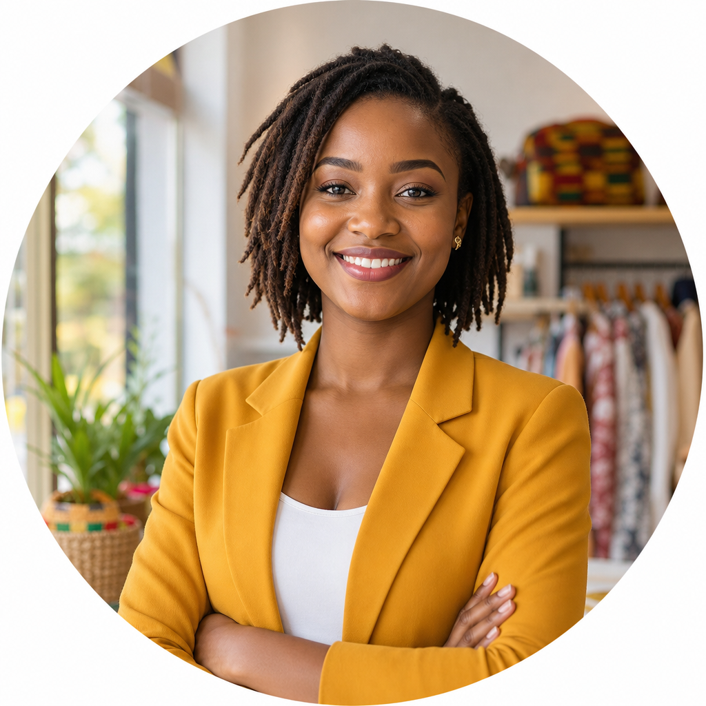 Portrait of Adwoa Nyame, online fashion vendor in Cape Coast