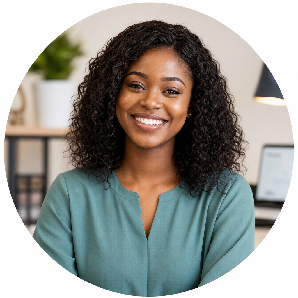 Portrait of Efua Boateng, skincare seller in Takoradi