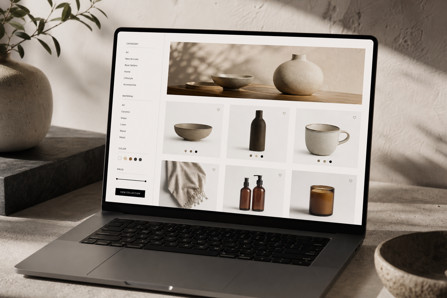 Cove Goods e-commerce storefront preview with product tiles, quick filters, and conversion-focused merchandising