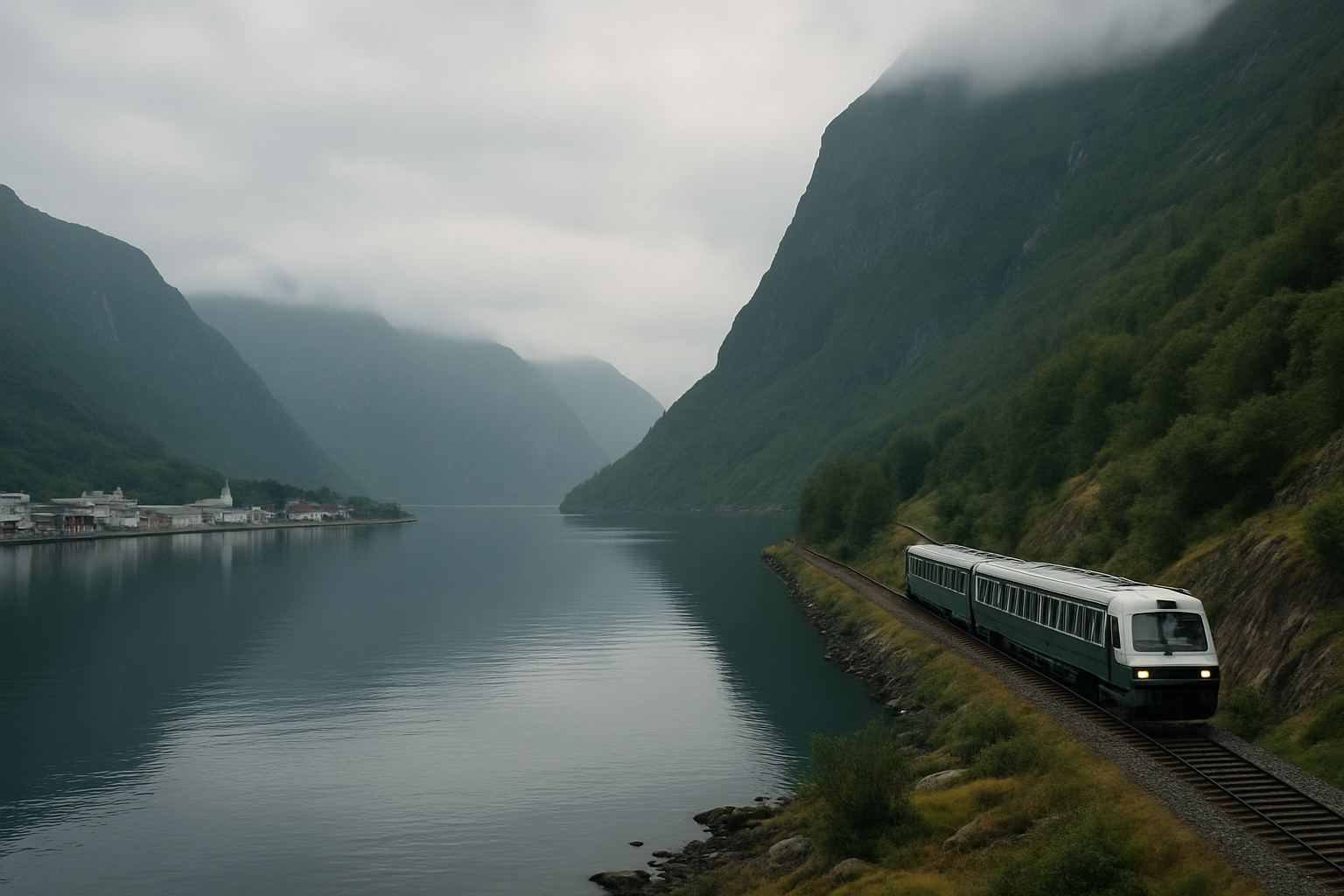 Scenic landscape along Fjords and Rails of Norway