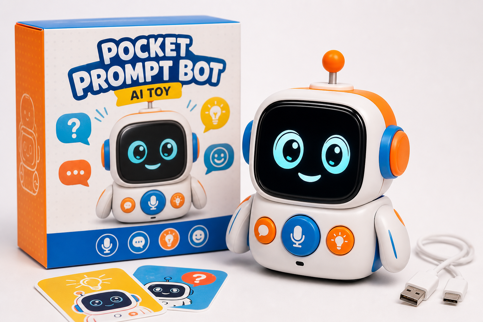 Product photo of Pocket Prompt Bot, a AI Toy robot gadget