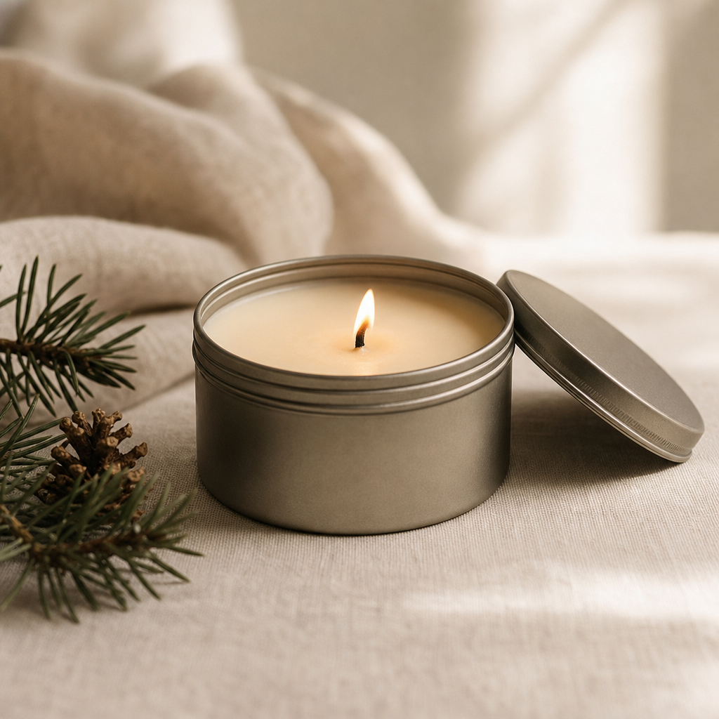 Hand-poured soy candle with a warm woodsy profile and a smoky finish.