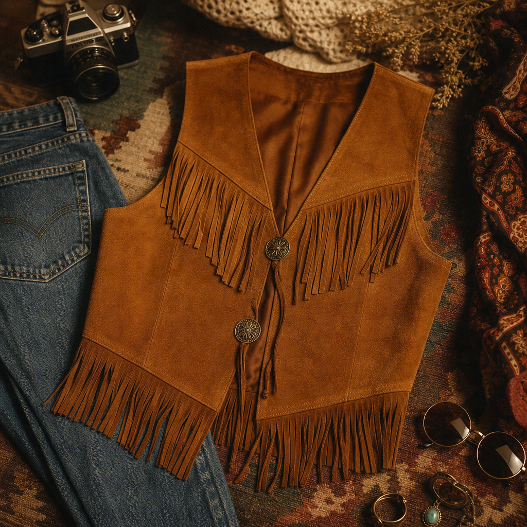 Photo of Afterglow Suede Fringe Vest