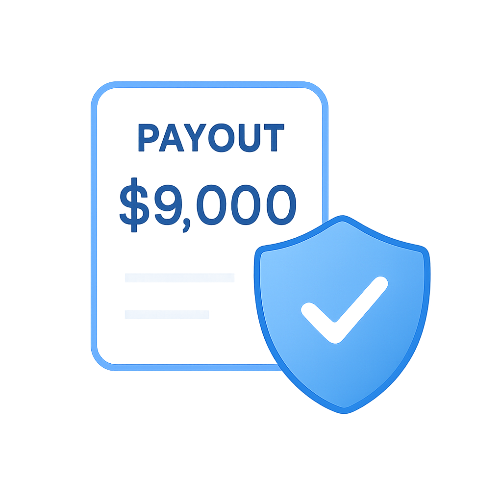 Clean illustration of a payout card and a shield representing recovery management