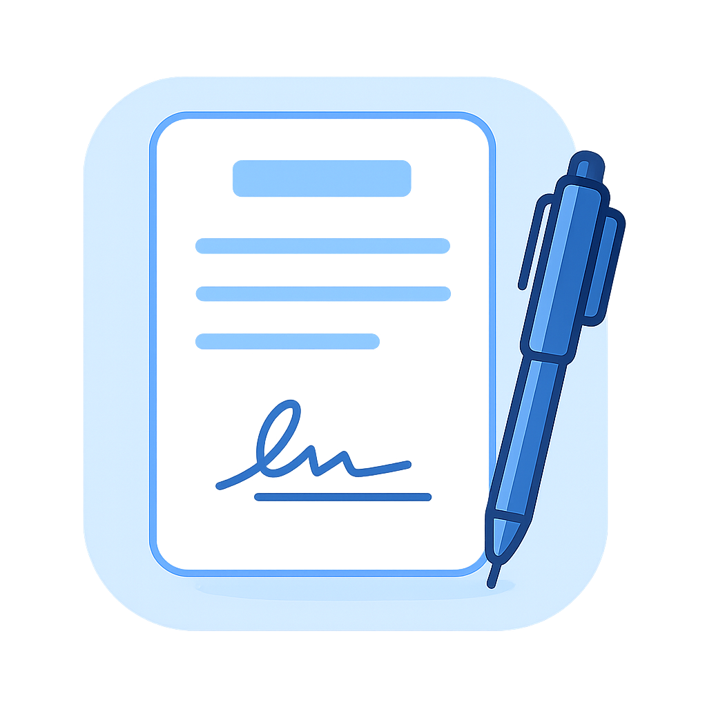 Minimal illustration of a signed agreement with a pen
