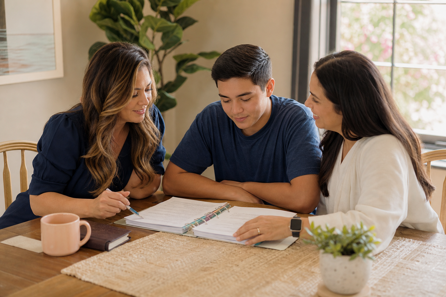 Family and advocate preparing documents before a regional center appointment
