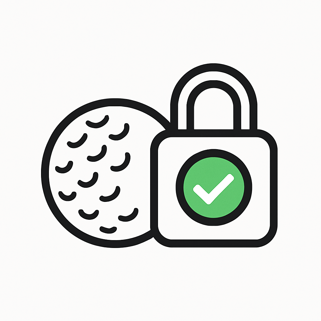 Golf ball with a secure lock symbol