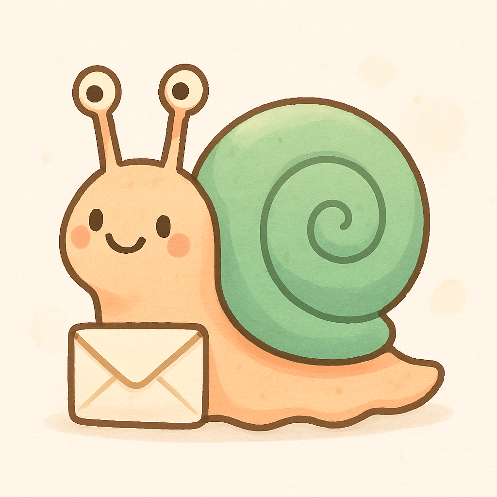 Icon of a snail with a single letter