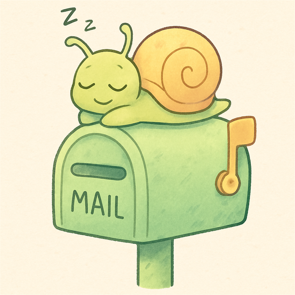 Icon of a snail napping on a mailbox