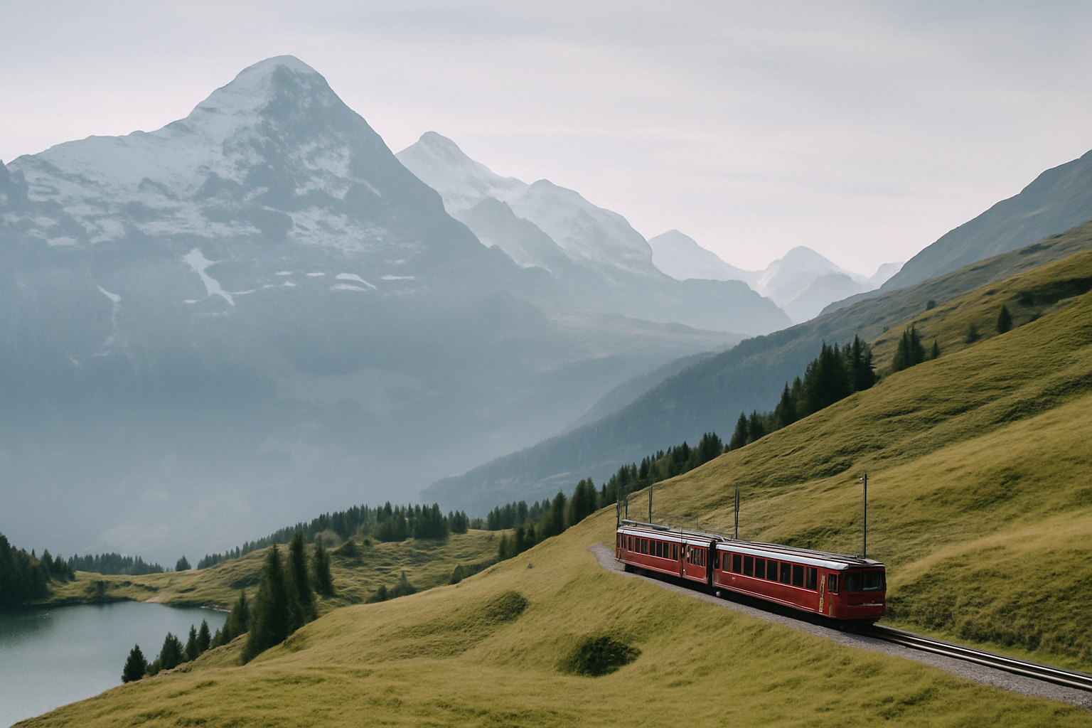 Scenic landscape along Zurich through the high Alps