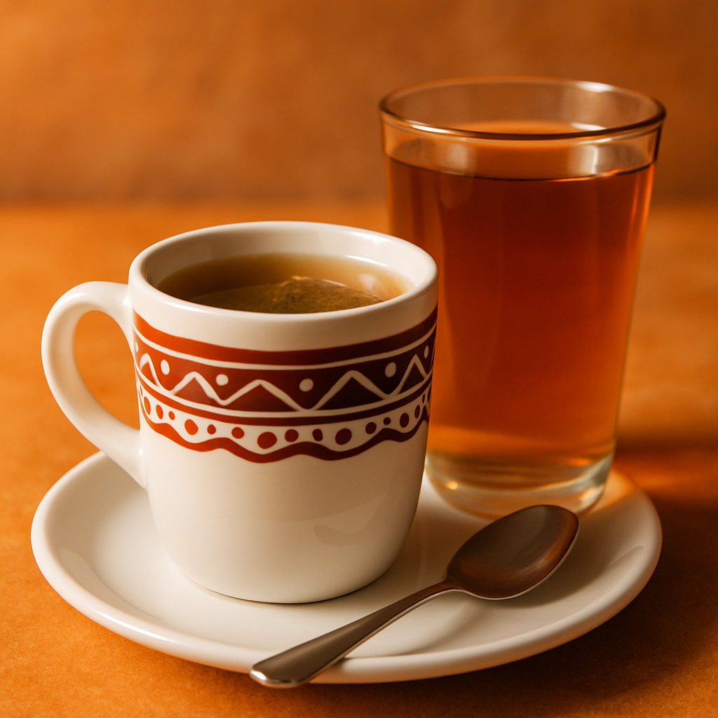 Infusión de té en vaso o taza peruana