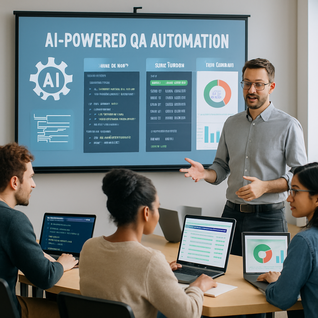 Instructor guiding students through AI-powered QA automation tools