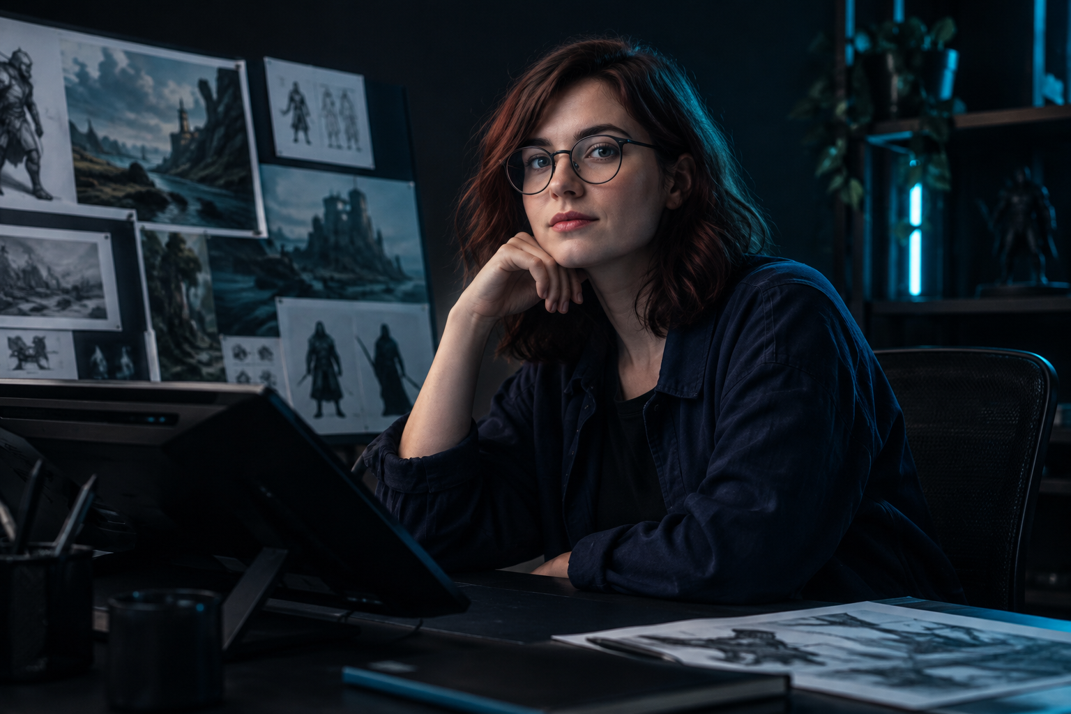 Art direction profile portrait with stylized lighting