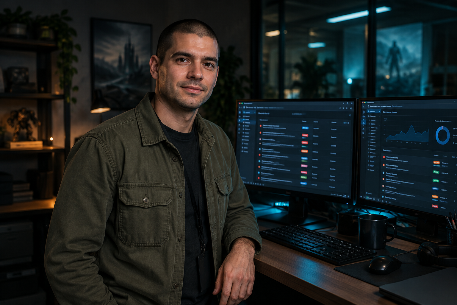 Production and QA profile portrait at workstation