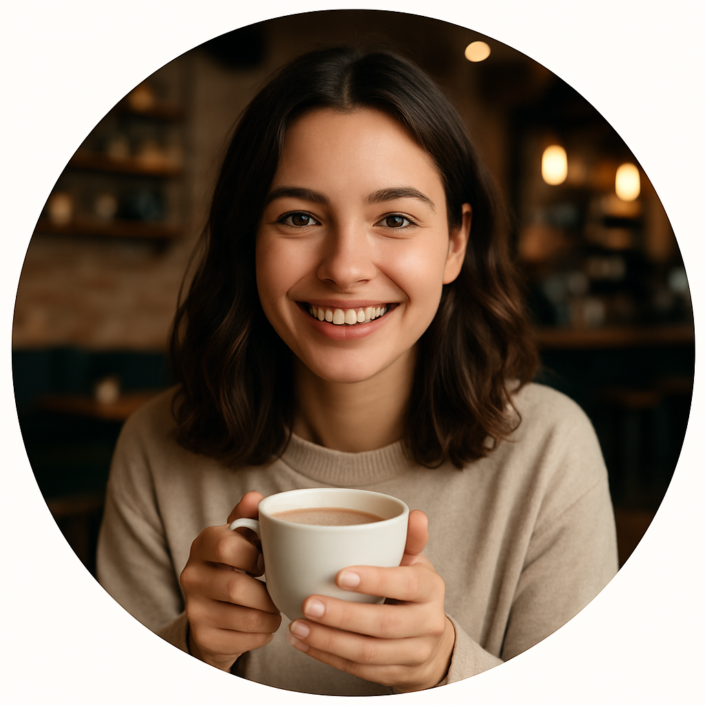 Smiling young woman holding a cup of coffee