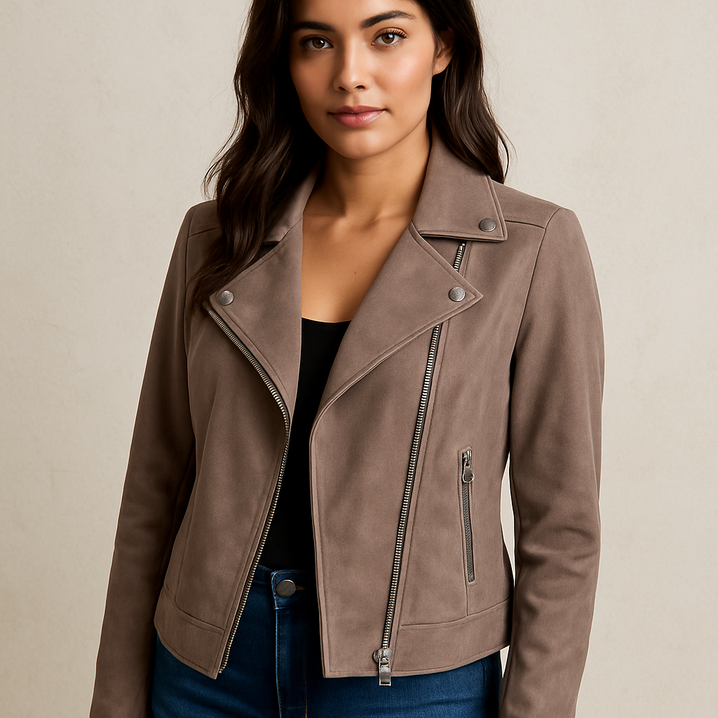 Faux Suede Moto Jacket