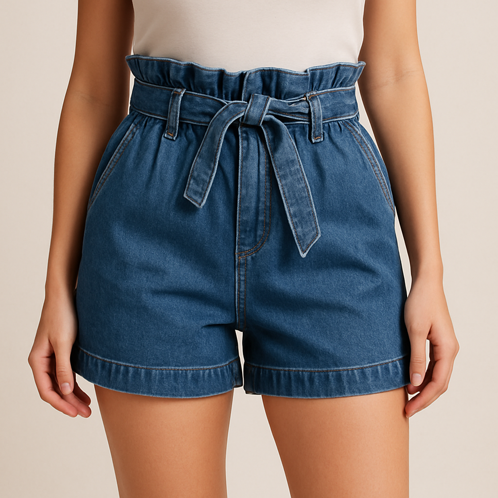 Paperbag Denim Shorts