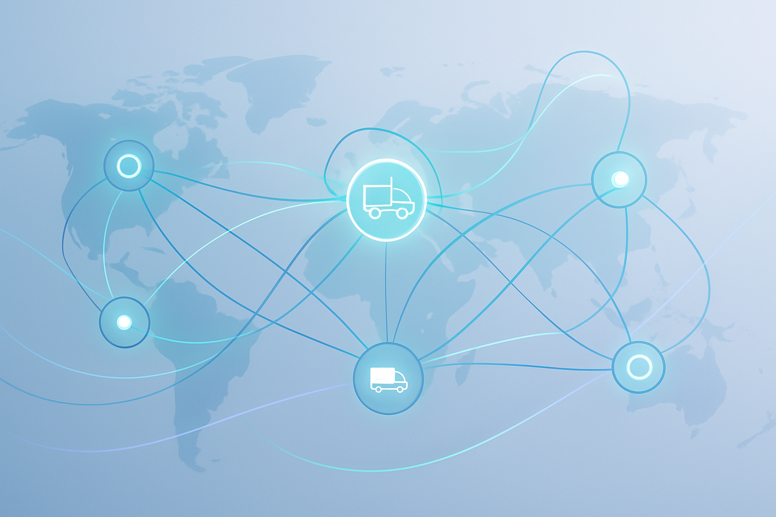 Abstract global delivery network with nodes and data paths