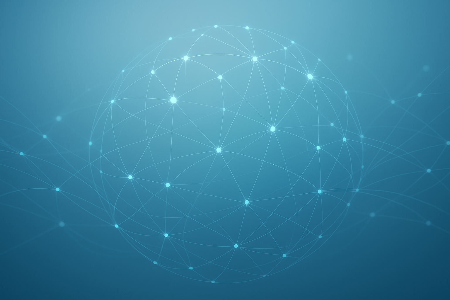 Abstract global network visualization in blue tones