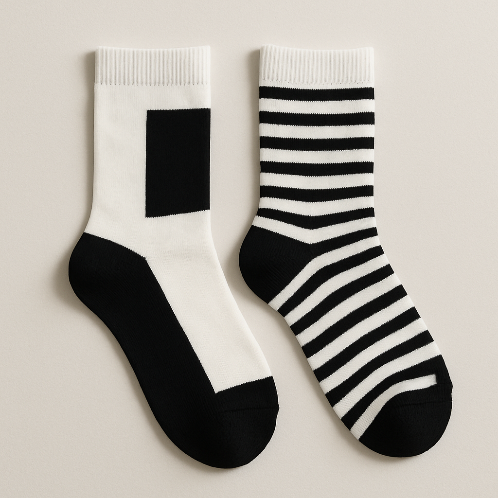 Minimalist Black and White Soul Socks