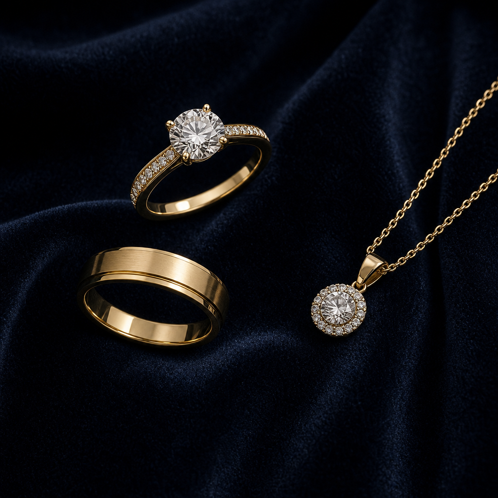 Single artisan pendant with a center gemstone on a delicate chain against a deep neutral background