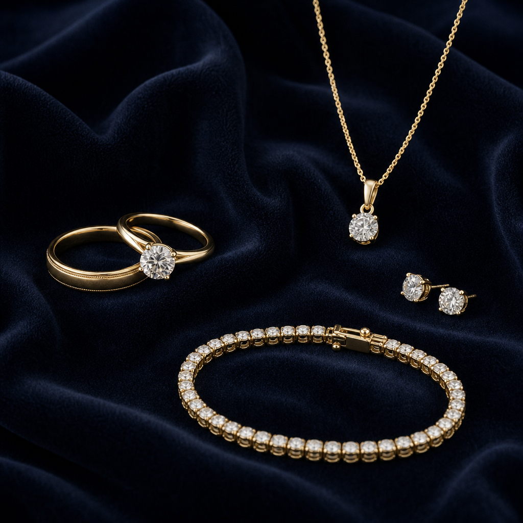 Curated set of handcrafted statement and signet rings in mixed precious metals on a clean studio surface