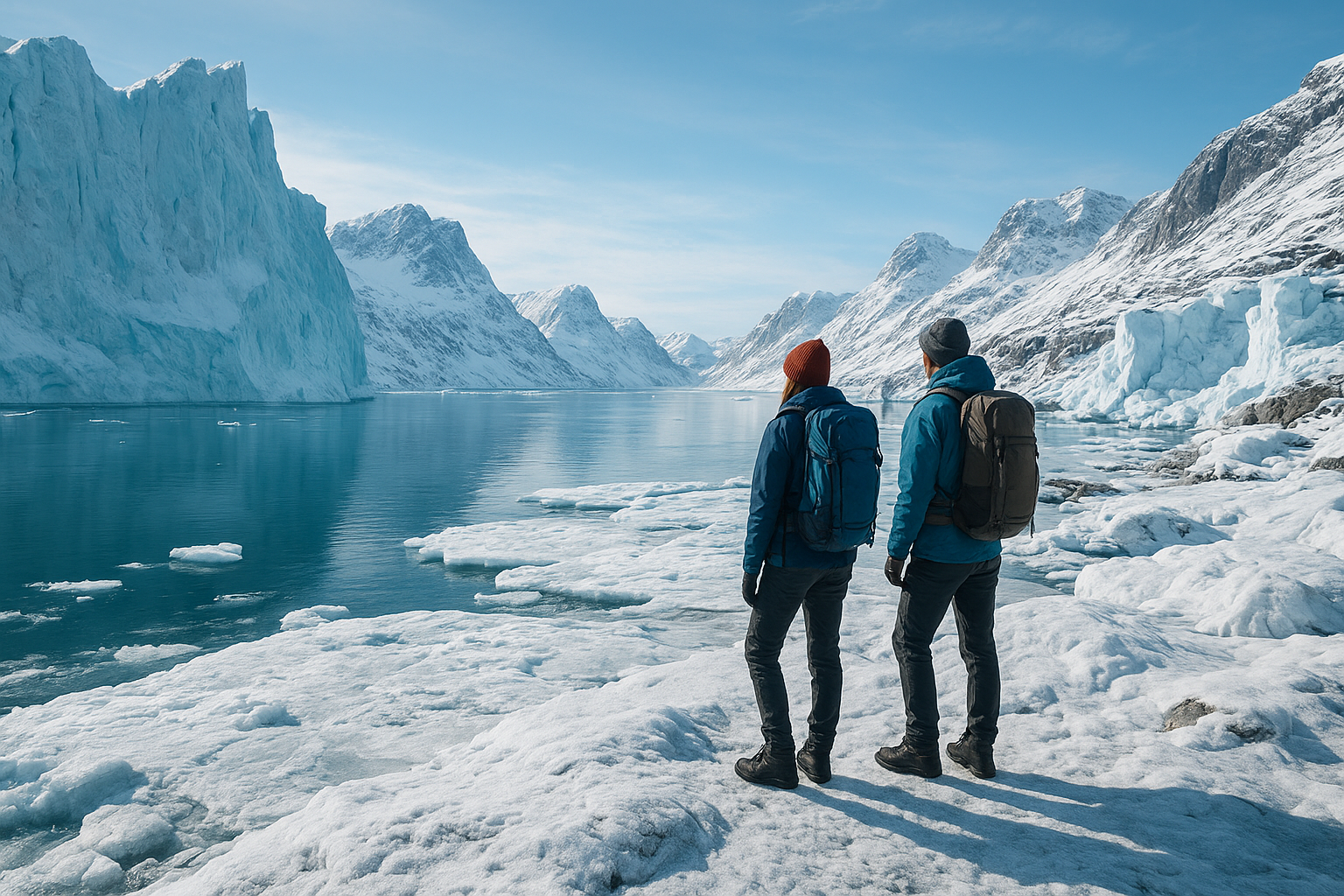 Travelers experiencing authentic icy Greenland landscapes